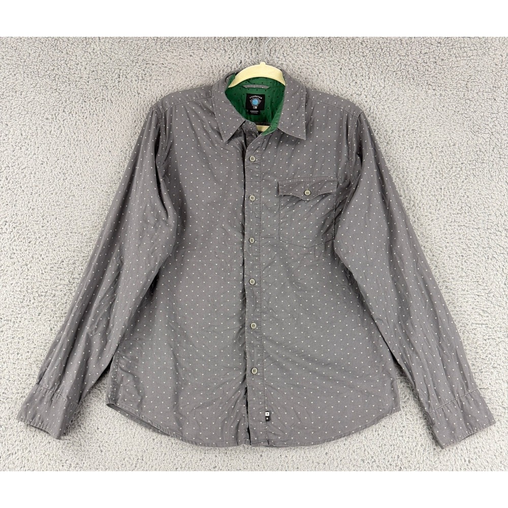 Fourstar Shirt Men M Gray Triangle Print Button Down Long Sleeve Skate Skatewear